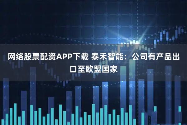 网络股票配资APP下载 泰禾智能：公司有产品出口至欧盟国家